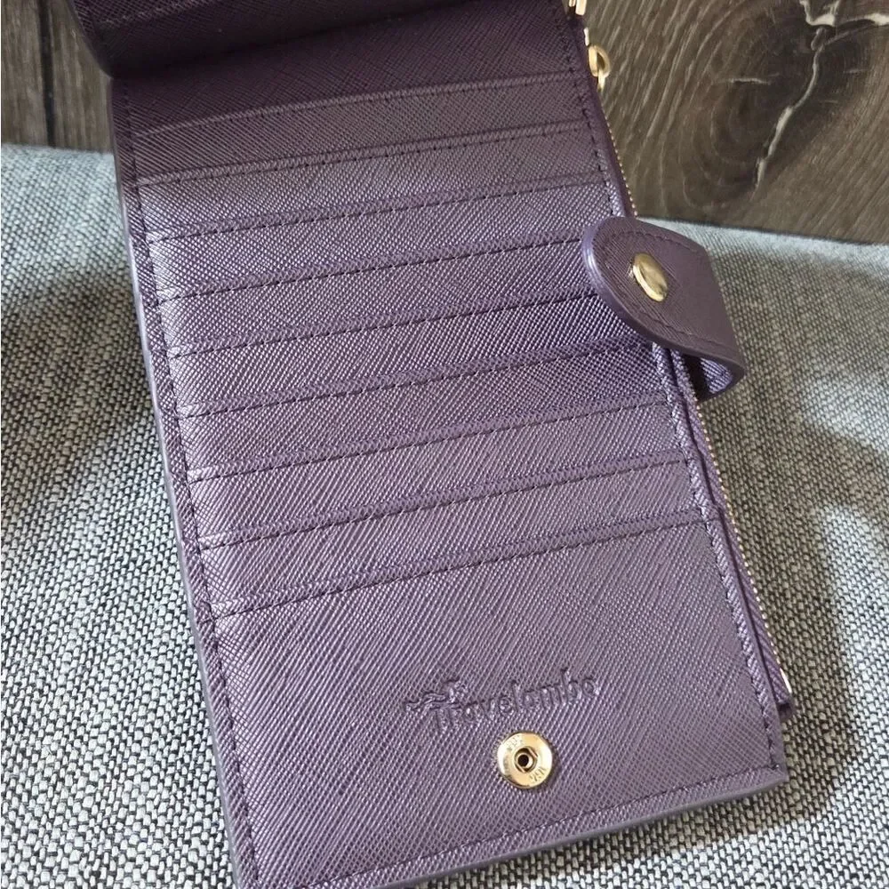 Travelambo Womens Purple Wallet RFID Blocking Bifold Multi Card Case Zipper